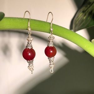 🆕Vintage Handmade Genuine Red Agate Drop earrings